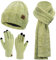 Damen Winter Warm Beanie Mütze Touchscreen Handschuhe und Lang Schal Set mit Fleece Gefütterte, Thermo Wintermütze Strickmütze Schals Winterhandschuhe Strickhandschuhe Frauen Geschenk, Grün