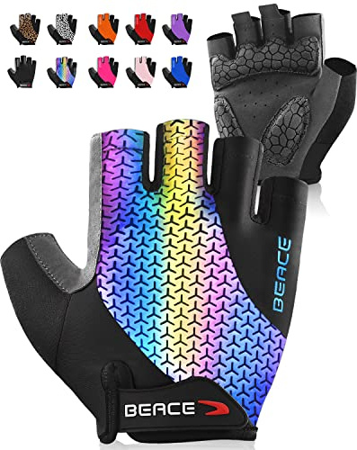 BEACE Cycling Gloves - Biking Half Finger Road & Mountain Bike Gloves for Men & Women - 5MM Breathable, Anti-Slip, Shock-Absorbing Pads, Gym Light Weight