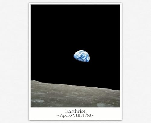 Earthrise Astronomy Decor/Space Photo Planet Earth Lunar | Pósters del espacio Kids Room Wall Decor | Surface Moon Landscape Decorations Astronomía Gift Astronaught Poster (60cm x 80cm)