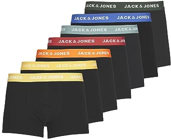 JACK & JONES Men's Jacvito Solid Trunks 7 Pack Noos Boxer Shorts, Black, XXL