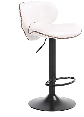 JUNNIU Retro Style Barstools Swivel Lift Bar Chair, Counter Dining Chair with Copper Nail Edging Backrest,Footrest and Chassis(Color:White) Decoration