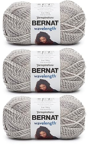 Bernat Wavelength Pearl Yarn - 3 Pack of 5oz/140g - Acrylic - #5 Bulky - 223 Yards - Knitting, Crocheting & Crafts