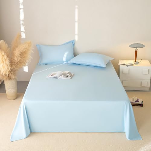 HAIBA Bettlaken ohne Gummizug 150x230 cm hellblau Betttuch ohne Gummi Baumwollstoff Laken zum zudecken