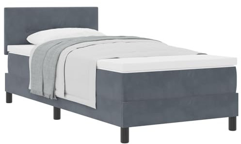 vidaXL Bäddfjäder med huvudgavel Mörkgrå 90 x 200 cm Sammet