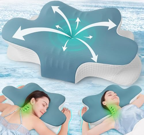 Kopfkissen gegen Nackenschmerzen – Orthopädisches Memory Foam Nackenstützkissen, Ergonomisch & Höhenverstellbar – Bücherkissen für Seiten-, Rücken- & Bauchschläfer –, Atmungsaktiv & Waschbar Bezug