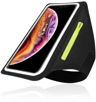 Dalephoric Brazalete Móvil Running, Brazalete Deportivo para Correr con Bolsa de Auriculares, Porta Móvil Running Ajustable, hasta 6,8, para Entrenamientos, Correr y Ciclismo (Negro)