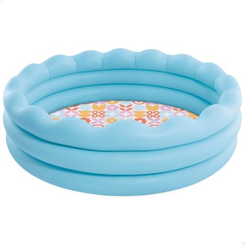 Intex Piscina Hinchable Infantil Circular, Color Azul, Mide Ø168x45 cm, Capacidad 575 litros Agua, 3 cámaras de Aire, Incluye Parche reparación, Piscinas Desmontables para niños (56191)