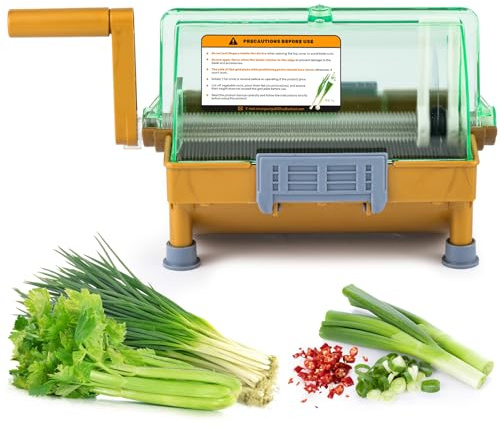 Moongiantgo Cortacebollines Manual Comercial - Corte-Puerros & Cortaverduras, Cuchilla de Acero Inoxidable, Cortes de 3MM para Cebollines/Cebollas Grandes/Puerros/Cilantro/Ajo/Chile/Apio (3mm)