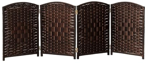 Brun rotting vikbar skärm – 4/5/6 panel fristående rumsavdelare skiljevägg för sovrum heminredning avskiljare (80 x 40 cm – set med 4)