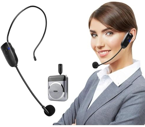 Röstförstärkare, Trådlös mikrofon Headset-sändare 2 in1 Trådlöst mikrofonheadset och handhållen brusreducering