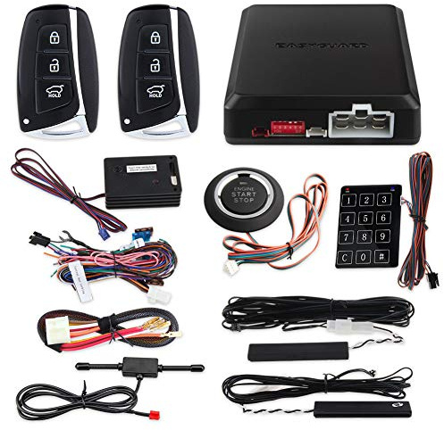 EASYGUARD EC002-HY-NS smart key PKE car alarm system with keyless entry remote engine start stop engine start stop button touch password keypad shock alarm warning