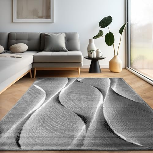 Carpettex Teppich Wohnzimmer Kurzflor 200 x 290 cm Modern Ombre Design Schwarz - Teppich Schlafzimmer Weich Flauschig Waschbar Küchenteppich - Esszimmer Kinderzimmer Flur Teppich Wohnzimmerteppich