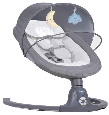 BEBE2LUXE Ava, Silla Mecedora Eléctrica para Niños, Hamaca Bebé, Columpio Bebe, Hamaca eléctrica 0‑9 kg, Bluetooth, música, arnés 5 puntos, temporizador, Balancín cómodo y seguro