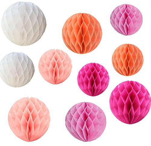 YLY's love Papier Wabenball Dekoration 10er 20cm 25cm Papier Honeycomb Balls pompom Deko zum Aufhängen Seidenpapier schöne Dekor für Geburtstag Hochzeitsfest Feier Party Wohnungdeko (Set-2)