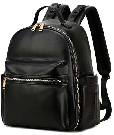 LORADI Kompakter Wickelrucksack mit Kinderwagen-Schnalle, isolierten Taschen und wasserdichter Tasche, Schwarz, Medium, Wickeltasche