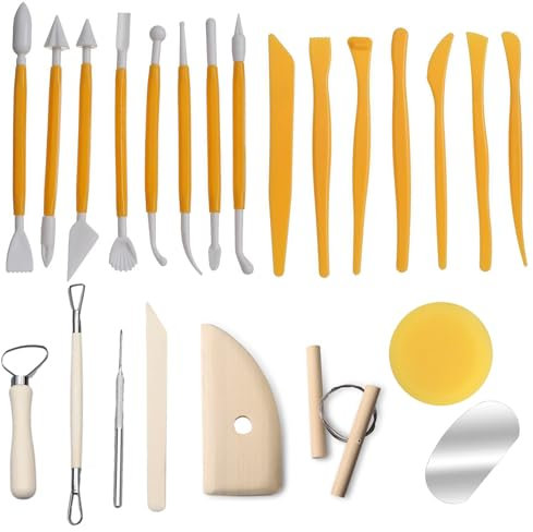 RTBRCG 23 Stück Töpferwerkzeug, Professional Töpferset, Leicht Modellierwerkzeug, Exquisit Ton Werkzeug, Clay Tools Töpferset für Zuhause für Keramik Luftgetrockneter Ton Kunstprojekte Holzmodelle