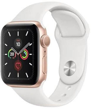 Apple Watch Series 5 (GPS + Cellular, 40MM) - Gold Aluminium case with White Sport Band (Renewed)