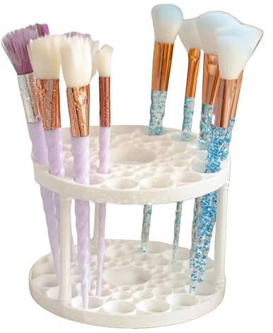 Support de rangement pour pinceaux de maquillage - 45 trous - Résistant à la poussière - Grande capacité - Organiseur de bureau rond pour pinceaux à sourcils