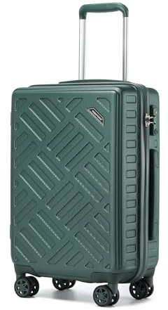 Supercase Valise Cabine 55cm Rigide avec 4 roulettes et Serrure TSA Valise de Voyage et Soute pour Bagage enregistré(Vert)