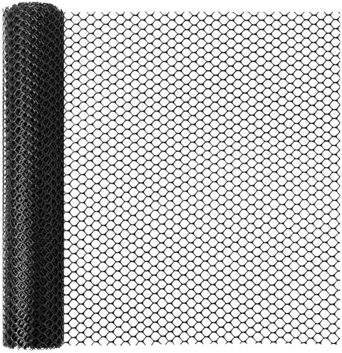 Chicken Wire Mesh Roll , 3m x 40cm Black Plastic Chicken Wire Garden Netting Fencing for Gardening, Balcony, Poultry Breeding, Temporary Fencing