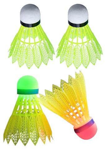 Federball - Leuchtendes Federball-Set - Windresistente Badmintonbälle 4er-Set Für Schlagtraining Im Garten, Fitnessraum, Schule Und Park