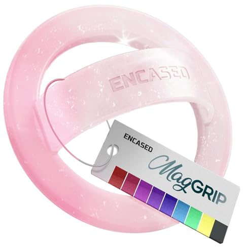 Encased magnetisk telefongreppshållare (kompatibel med MagSafe) iriserande silikonfingerögla ring för iPhone (strålande rosa gnistrande)