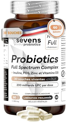 Probióticos y Prebióticos Intestinales Premium - 30 Cepas con Inulina y FOS - 200 Mil Millones por dosis - Lactobacillus rhamnosus, reuteri, gasseri, plantarum - Flora Intestinal, Digestión, Defensas