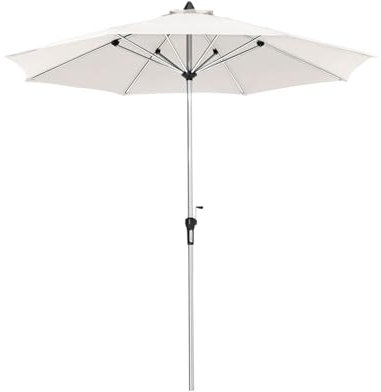 GFYHTN Ombrellone Dritto Ø 2.7m, Ombrellone da Giardino in Alluminio con Manovella Manuale, Tettuccio Ventilato per Balcone Piscina Ristorante(Beige)