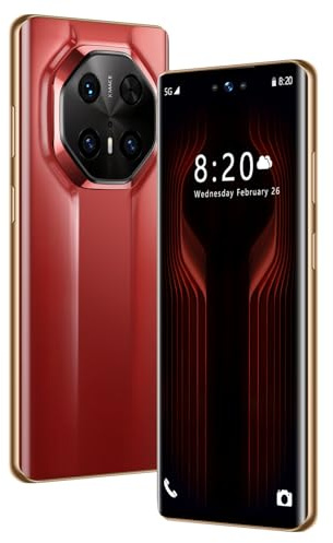 Smartphone 5G Mate70 RS débloqué avec écran HD INCELL de 7,3 Pouces, 16 Go de RAM, 1 to de ROM (TF Extensible jusqu'à 128 Go), Double SIM, Double caméra, Wi-FI, Bluetooth, FM, GPS,Red-1TB