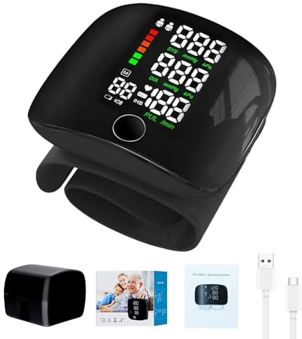 Handgelenk Blutdruckmessgerät, Deutsche Aussprache, Blutdruck Messgerät Handgelenk mit LCD-Bildschirm, Automatische Blutdruckmessgeräte, 2×99 Speicherplätze, für Handgelenke 13,5-19,5 cm