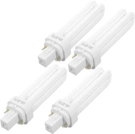 FUNOMOCYA Bombilla G24d-3 Enchufe de 2 Pines 4 Piezas Fluorescente Compacta de 13 W Luz Brillante para Lámparas Fluorescentes de Doble Tubo