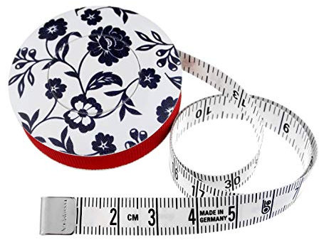 hoechstmass Balzer 80244d-s Rollmaßband rollfix Dekor mit schwarzen Blumen, 150 cm / 60 Zoll