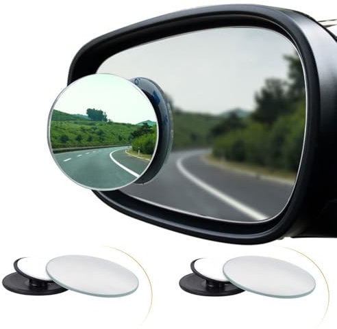 Spurtar Blind Spot Mirrors for Cars, 2 Pack Round Frameless Blind Spot Adhesive Waterproof 360° Rotate Adjustable HD Glass Convex Side Mirror for Car SUV Van Truck Universal