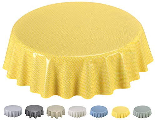 Home Direct Wachstuch Tischdecke Abwaschbar 160cm (Rund 160cm, Gelb)