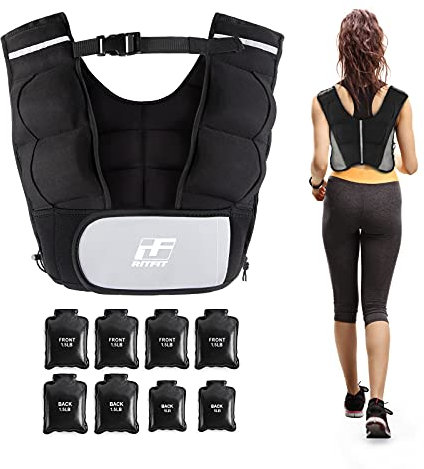 RitFit Verstellbare Gewichtsweste, 4-9 kg, für Damen und Herren, mit abnehmbaren Gewichten und Neopren-Gewebe, Körpergewichtsweste zum Laufen, Training, Workout, Schwarz