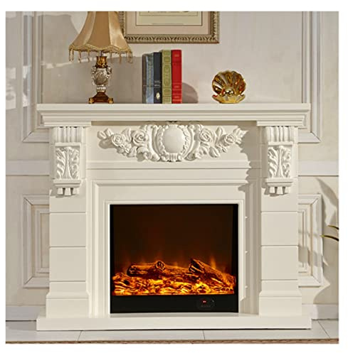 Electric Fireplace Electric Fireplace Insert Firebox Burner Fireplace Set Wooden Mantel Living Room Chimney Artificial Optical Flame (Color : White Without Heater)