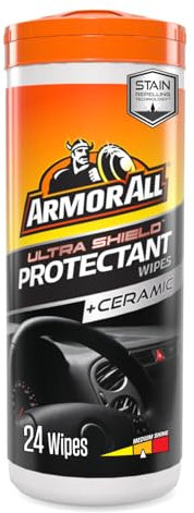 Armor All Ultra Shield + Ceramic Car Interior Protectant Wipes 24pk, 5-in-1 Dashboard Cleaner with UV Protection, Premium Interior Car Cleaner, Dust & Stain Repellent Technology with Ceramic Coating