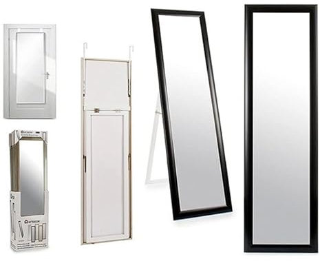 Specchio da terra nero legno cristallo (30 x 120 cm)