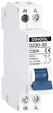 DIHOOL MCB Circuit Breaker 1P+N 10A phase line + neutral line Din Rail Mount Isolator