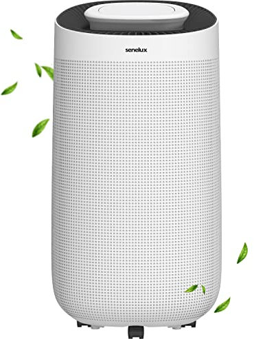 Senelux 12L/Day Dehumidifier, Portable Electric Dehumidifier with 3.2 L Water Tank Continuous Drainage, Timer, Washable Filter, Intelligent Humidity Control for Home Damp Bedroom Kitchen Basement