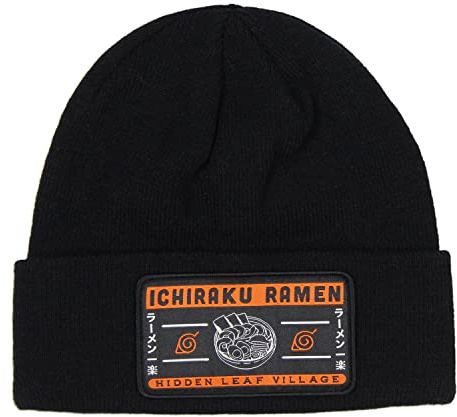 Naruto Shippuden Ichiraku Ramen Hidden Leaf Village Beanie Skull Cap Black