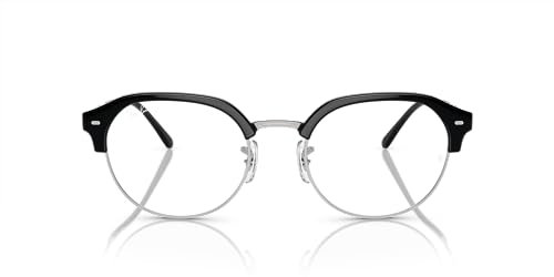 Ray-Ban Unisex-Rahmen Rx7229, Schwarz auf Silber/Demo-Linse, 51 mm