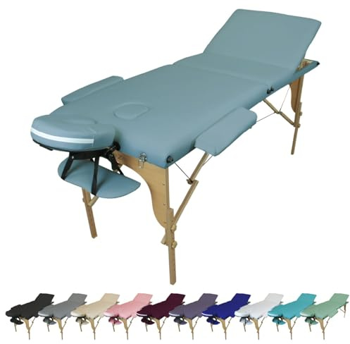 Vivezen - Table de Massage Pliante 3 Zones en Bois avec Panneau Reiki + Accessoires et Housse de Transport - Plusieurs Coloris