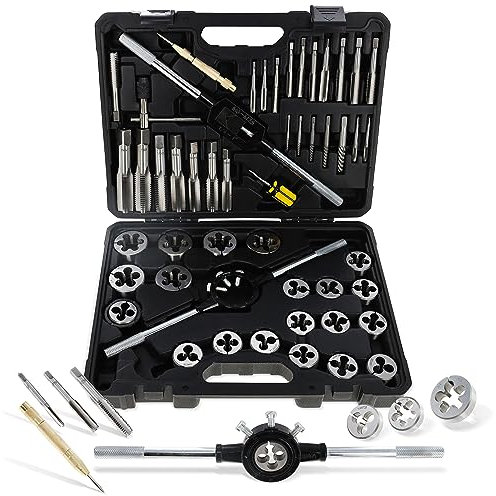 ABN Gewindeschneid-Set Standard 1/4-20 bis 1-14 NF – großes 51-teiliges Bolzen- und Rohr-Set SAE-Gewindebohrer-Sets zum Gewindeschneiden