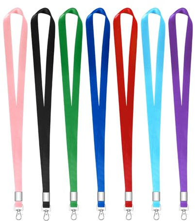 Czyan 7 Pack Lanyard Neck Strap, Lanyard Badge Lanyards with Swivel Metal Clip for ID Card Badge Holder Keys, Soft Nylon Flat Lanyards for Office Conference Name Tag, 7 Colours