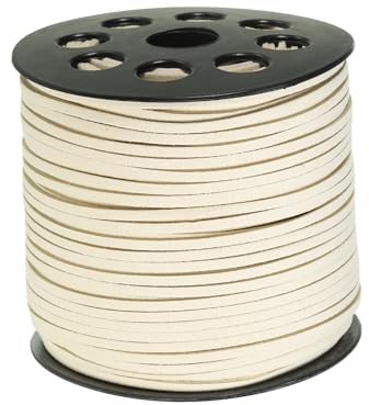 PATIKIL 100 meter platt mockasnöre, 2,7 mm lädersnöre spets fuskläder snöre med rullspole för smyckestillverkning armband halsband pärlor gör-det-själv hantverk, beige