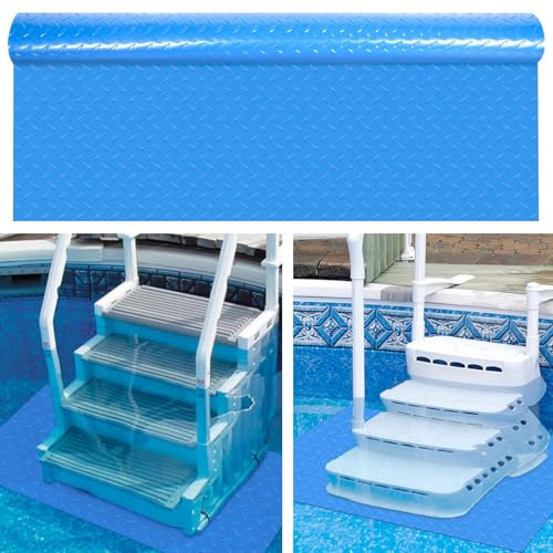 45x60 inches Swimming Pool Ladder Mat Protective Swimming Pool Step Pad for Above Ground Swimming Pool Ladder Pad Vinyl Non-Slip Pool Liner