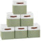 Patvingot Collapsible Fabric Cube Storage Bins 11x11×11, Pack of 6 Closet Basket Boxes with PU Handles for Organizing Shelves, Toys, Clothes, Home, Office (White&Green)