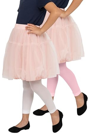 looksy 2 paia di collant senza piede per ragazze lunghezza 7/8 pantaloni indispensabili per la vita quotidiana selezione Activewear per bambini scuola danza balletto taglie da 3 a 12 anni, Nero/Rosa,