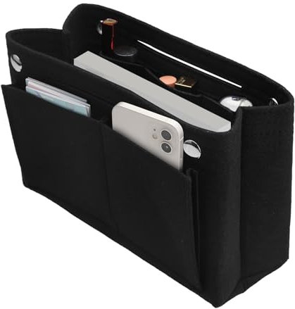 APOMOONS Filz-Taschenorganizer 24x15x8 cm Innenorganizer für Handtaschen mit mehreren Fächern Schwarz